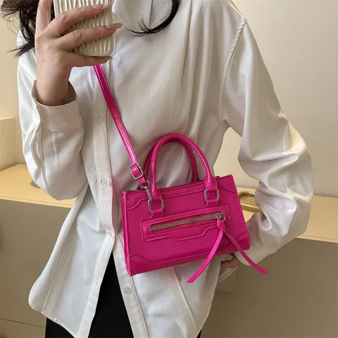 Mode Vrouwen PU Leer Motortas Kwastje Rits Kleine Vierkante Handtas Crossbody Schoudertas Feest Dagelijks Gebruik