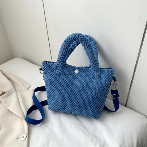 Bolso Bombonera de Punto para Mujer con Textura de Burbujas Bolso de Tela de Palomitas Casual de Hombro Bandolera Color Sólido