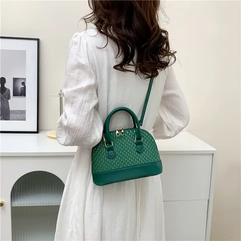 Women Fashion PU Leather Shell Bag Textured Handbag Small Crossbody Bag Gold Silver Red Solid Color Shoulder Bag For Daily Party