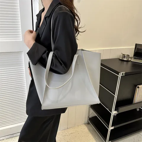 Bolso Tote Retro de Cuero PU de Gran Capacidad para Mujer Casual Conmutar Color Sólido Bolso de Hombro de Axila Trabajo Diario Viaje Mano