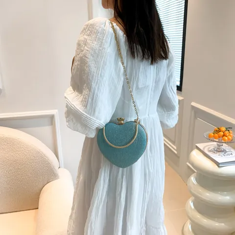 Herzförmige Pailletten Abendtasche Für Damen Mini Glitzer Clutch Handtasche Mit Kette Und Metallgriff Für Party Hochzeit