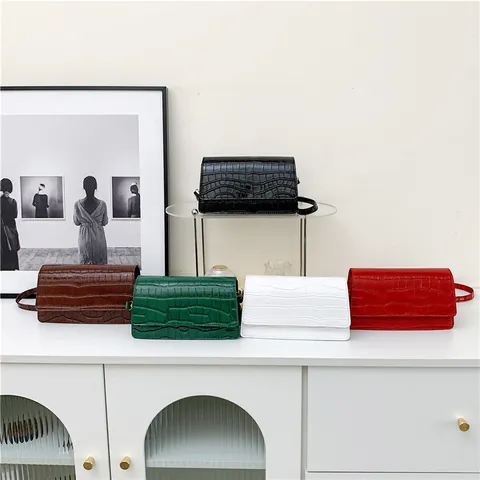 Damen Elegant Krokodilmuster PU Leder Kleine Quadratische Tasche Mode Handheld Schulter Umhängetasche Verstellbarer Gurt