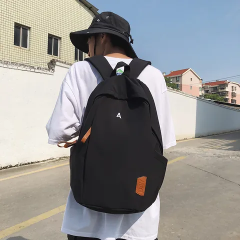 Sac à Dos Décontracté en Nylon pour Femmes Broderie de Lettres Minimaliste Petit Sac pour Étudiants Léger Grande Capacité Sac d'École