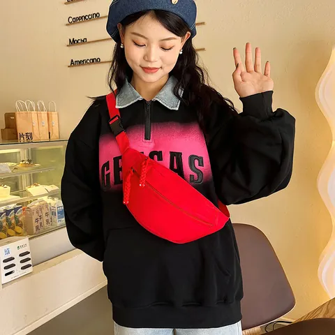 Casual Nylon Solid Color Chest Bag For Men Women Versatile Outdoor Sports Waist Bag Crossbody Sling Bag Adjustable Strap