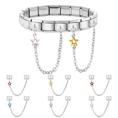Edelstahl Italienischer Modularer Charm Stern Emaille Sicherheitskette Link Für DIY Armband Herstellung Damen Mode Schmuck Zubehör
