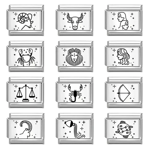 Minimalistische Roestvrijstalen Twaalf Sterrenbeelden Italiaanse Charm Armband Modulaire Schakels DIY Sieraden Accessoires