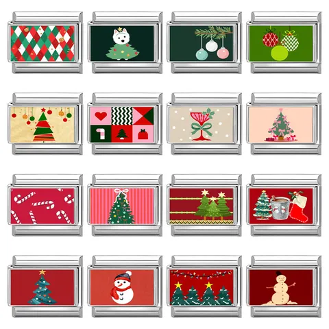 Weihnachten Edelstahl Italian Charm Link Rot Emaille DIY Armband Modul Für Schmuckherstellung Damen Geschenk