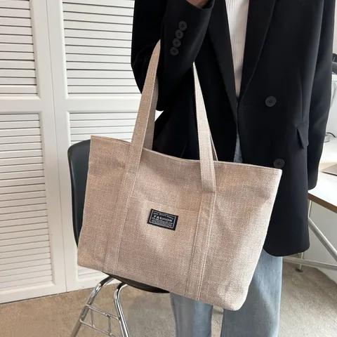 Damen Große Kapazität Segeltuch Tote Bag Mode Buchstabe Druck Schultertasche Minimalistische Pendeln Handtasche