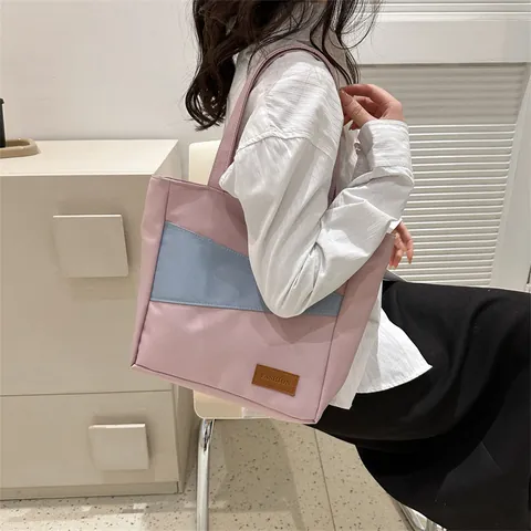 Damen Mode Oxford Stoff Tote Tasche Große Kapazität Farbkontrast Schultertasche Einfacher Koreanischer Stil Studenten Buch Tasche