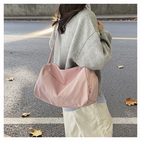 Bolsa de Gimnasio Gran Capacidad para Mujer Hombre Nailon Ligero Bolsa de Viaje con Correa Ajustable para Yoga Fitness