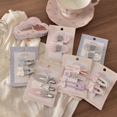 Süße Bär Schleife Haarklammern Für Damen Mädchen Acryl Harz Gepunktet Floral Entenschnabelklemmen Koreanische Romantik Stil Haarschmuck