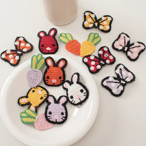 Handmade Knitted Hair Clip Crocheted Rabbit Carrot Butterfly Snap Clip For Kids Girls Hair Accessories Cute Headwear