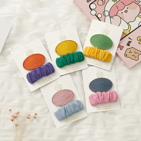 Kids Fabric Hair Clip Set Cute Girls BB Clips Handmade Geometric Side Barrette Hair Accessories For Toddler Little Girls