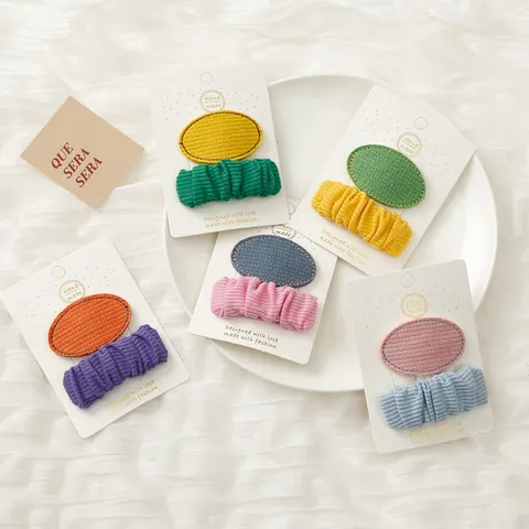 Kids Fabric Hair Clip Set Cute Girls BB Clips Handmade Geometric Side Barrette Hair Accessories For Toddler Little Girls