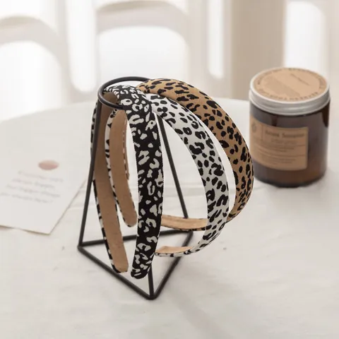 Set de Diadema y Coletero con Estampado de Leopardo y Cebra Vintage Estilo Coreano Accesorios para el Cabello de Tela para Mujer