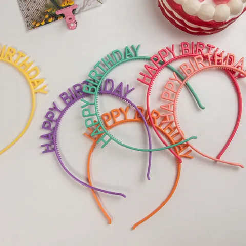 Cerchietto Lettere Happy Birthday Fascia Capelli Plastica Colorata Oggetti Scena Foto Festa per Donna Ragazza Compleanno