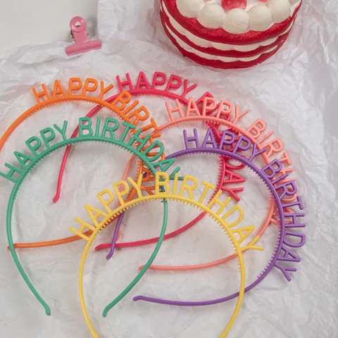 Cerchietto Lettere Happy Birthday Fascia Capelli Plastica Colorata Oggetti Scena Foto Festa per Donna Ragazza Compleanno