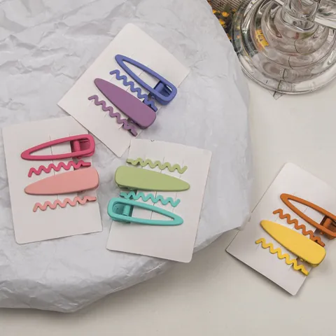Juego de Pinzas para el Cabello de Aleación Color Macarrón Mate para Mujeres Niñas Forma de Gota de Agua Geométrica Accesorios