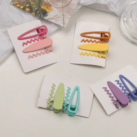 Juego de Pinzas para el Cabello de Aleación Color Macarrón Mate para Mujeres Niñas Forma de Gota de Agua Geométrica Accesorios