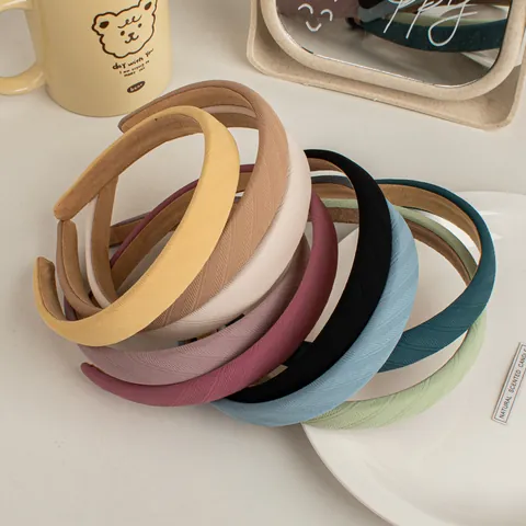 Vintage Twill Fabric Headband Korean Style Solid Color Thin Sponge Hair Band Minimalist Non-Slip Headwear For Women Daily Accessory