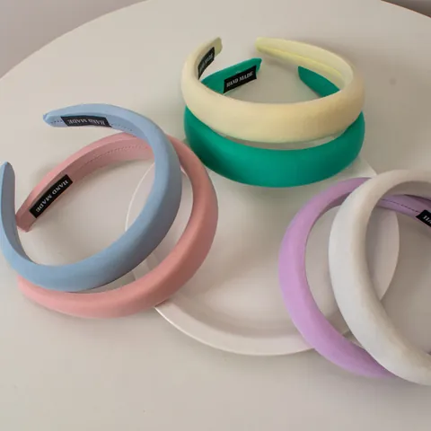 Diadema de Esponja Engrosada de Color Sólido Estilo Coreano Minimalista para Mujer Hecha a Mano de Tela Accesorios para el Cabello
