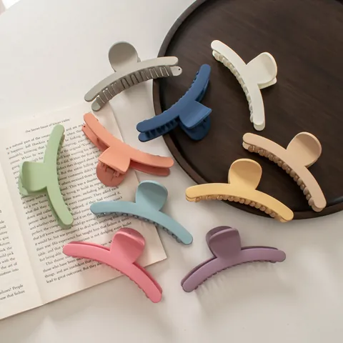 Pinza para el Cabello Mate Grande Minimalista Color Morandi Sólido Clip de Tiburón para Cabello Grueso Elegante Accesorios de Peinado para Mujer