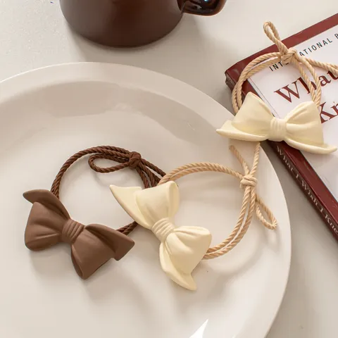 Frosted Plastic Resin Bow Knot Hair Tie Elegant Braided Rope Elastic Hair Band Korean Style Hair Accessories For Women Girls
