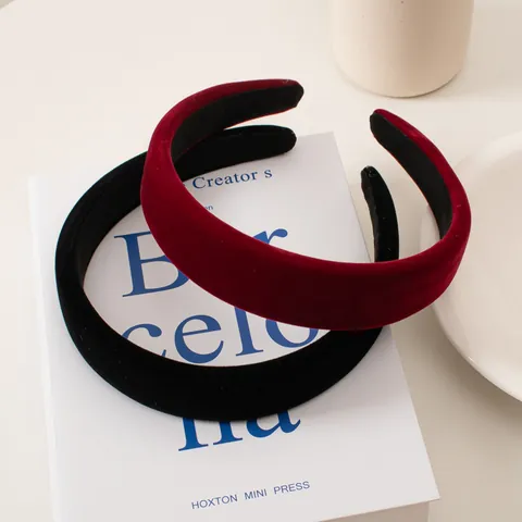 Vintage Velvet Padded Headband For Women Elegant Solid Color Thick Sponge Hair Band Retro Minimalist Hair Hoop Accessories