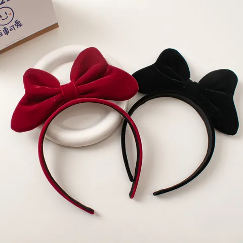 Elegant Large Velvet Bow Headband For Women Girls Vintage Sweet Hair Band Retro 3D Soft Fabric Hair Hoop Styling Accessory
