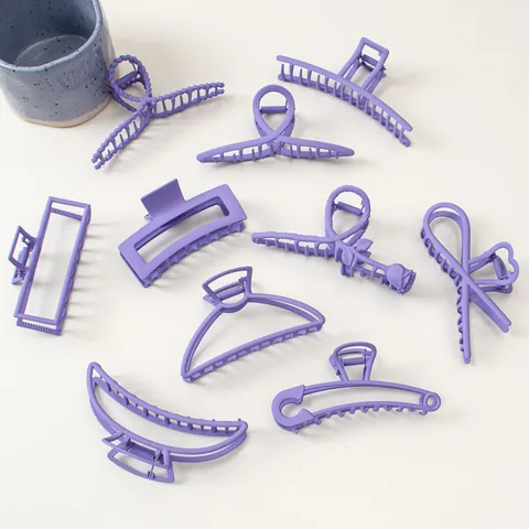 Grande Pinza per Capelli in Metallo Opaco Shark Clip per Donna Stile Coreano Minimalista Viola Very Peri Accessori per Capelli