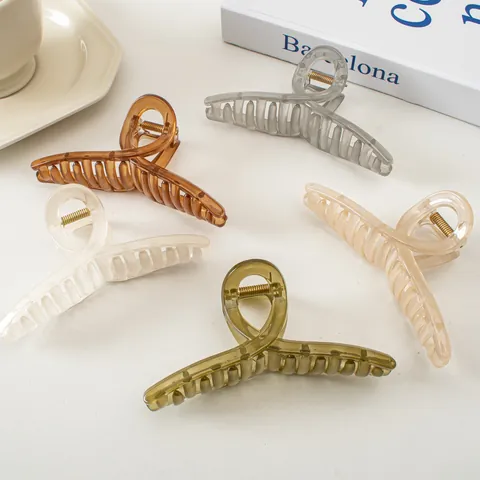 Vintage Kreuz Haarkralle Für Damen Olivgrün Morandi Farben Große Halbtransparente Kunststoff Haarklammer Haarschmuck