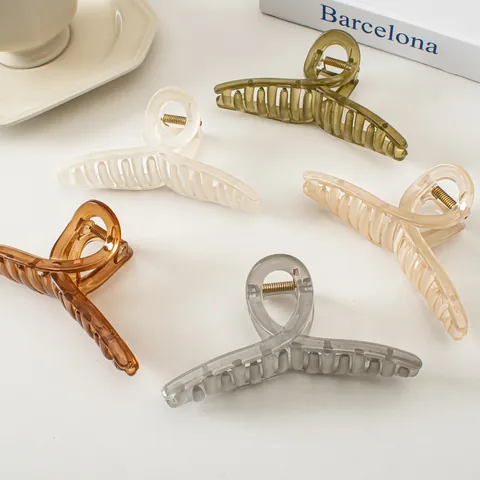 Vintage Kreuz Haarkralle Für Damen Olivgrün Morandi Farben Große Halbtransparente Kunststoff Haarklammer Haarschmuck