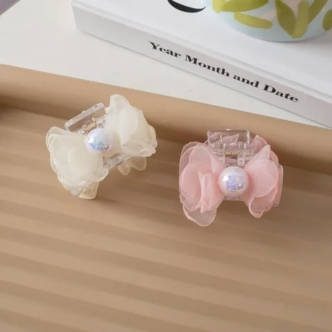 Mini Netz Schleife Haarkralle Mit Künstlicher Perle Elegante Süße Haar Accessoires Für Damen Mädchen Alltag Kopfschmuck