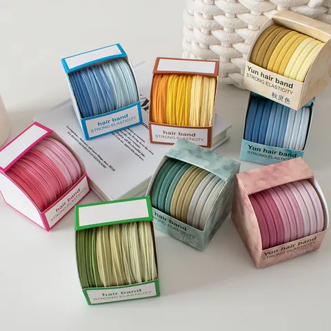 Gomas para el Pelo con Degradado de Alta Elasticidad para Mujer Coleteros de Colores en Caja Accesorios para el Cabello de Tela Suave