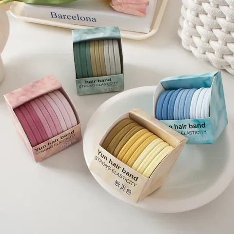 Gomas para el Pelo con Degradado de Alta Elasticidad para Mujer Coleteros de Colores en Caja Accesorios para el Cabello de Tela Suave
