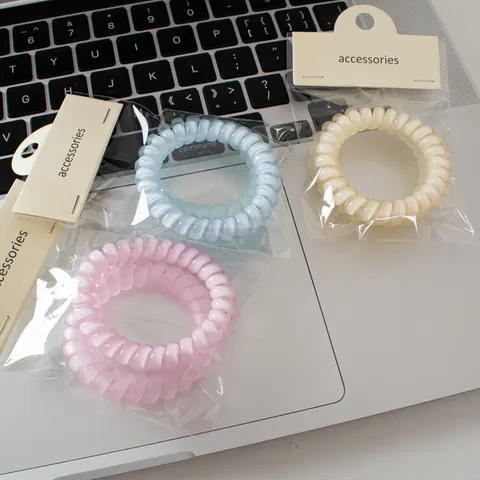 Frosted Glossy Spiral Telephone Cord Hair Ties Macaron Color No Crease Elastic Hair Bands For Women Hair Accessories