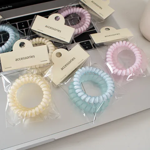 Frosted Glossy Spiral Telephone Cord Hair Ties Macaron Color No Crease Elastic Hair Bands For Women Hair Accessories