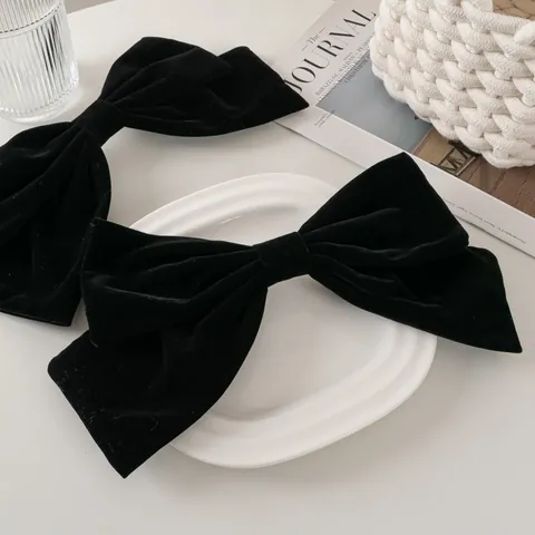 Fermaglio Per Capelli Con Fiocco In Velluto Nero Oversize Per Donna Elegante Grande Fiocco Vintage Francese Clip A Molla