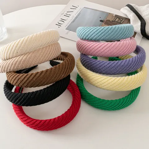 Damen Retro Strick Wolle Haarreif Breite Krempe Hoher Scheitel Handgefertigt Diagonal Textur Herbst Winter Mode Haarschmuck Kopfschmuck