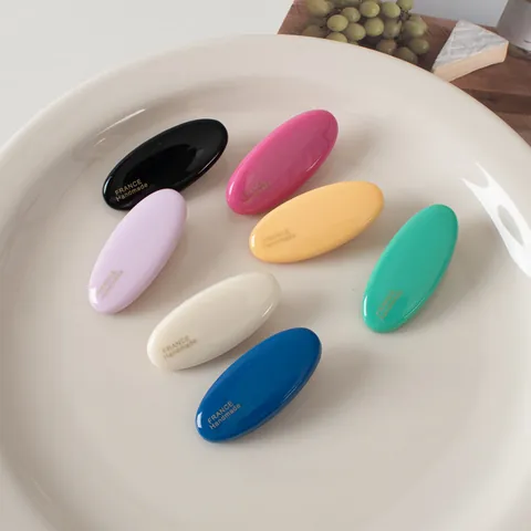 Pinzas para el Cabello de Colores Ovaladas de Estilo Francés Minimalistas de Plástico Pico de Pato para Mujer Accesorios