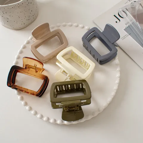 Minimalist Small Square Hair Claw Clip For Women Korean Style Rectangular Hollow Shark Clip Elegant Hair Accessory