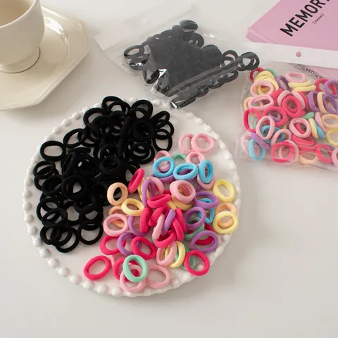 Mini Seamless High Elasticity Towel Hair Ties Kids Women Solid Black Macaron Multi Colored Hair Bands Daily Hair Accessories
