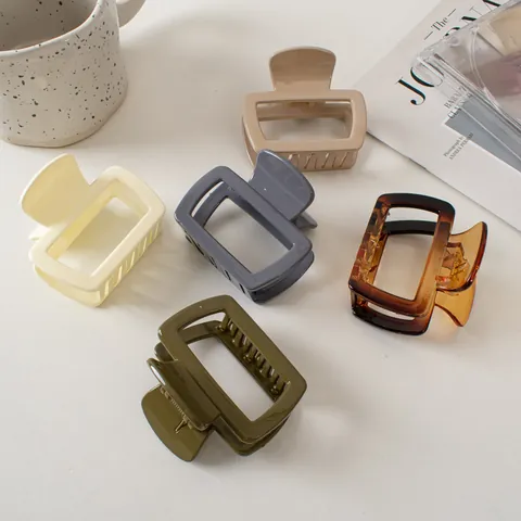 Minimalist Small Square Hair Claw Clip For Women Korean Style Rectangular Hollow Shark Clip Elegant Hair Accessory
