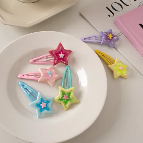 Sweet Dopamine Colorful Star Hair Clips For Women Girls Resin Star Pattern BB Clips Decorative Hairpins Fashion Accessories