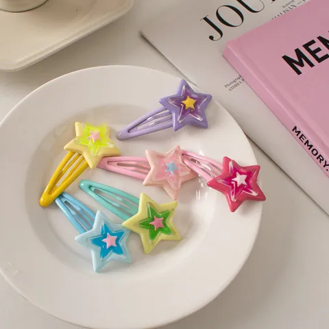 Sweet Dopamine Colorful Star Hair Clips For Women Girls Resin Star Pattern BB Clips Decorative Hairpins Fashion Accessories