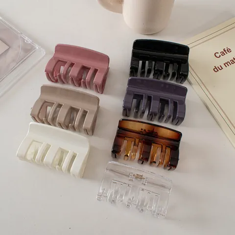 Pinza para el Cabello Cuadrada de Color Sólido Brillante Sujeción Fuerte Pinza de Mandíbula Rectangular Grande Accesorios para el Cabello Estilo Coreano para Mujeres