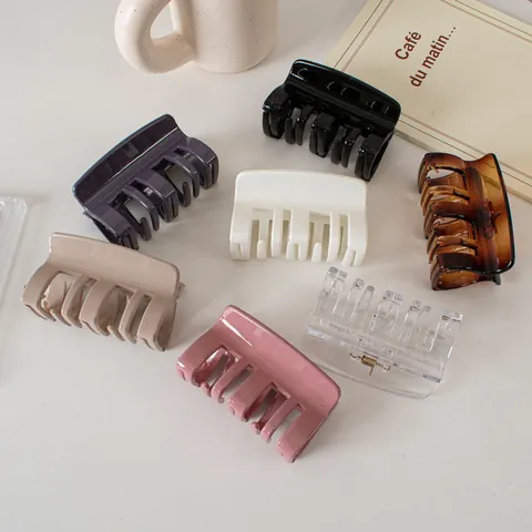 Pinza para el Cabello Cuadrada de Color Sólido Brillante Sujeción Fuerte Pinza de Mandíbula Rectangular Grande Accesorios para el Cabello Estilo Coreano para Mujeres