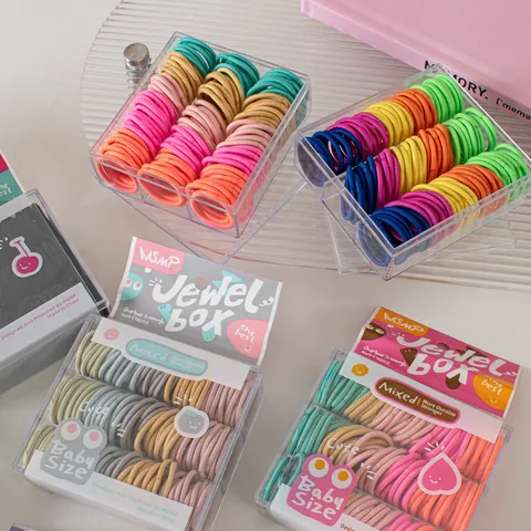 Toddler High Elasticity Hair Ties Sweet Macaron Colorful Small Elastic Fabric Hair Bands For Girls Kids Hair Accessories