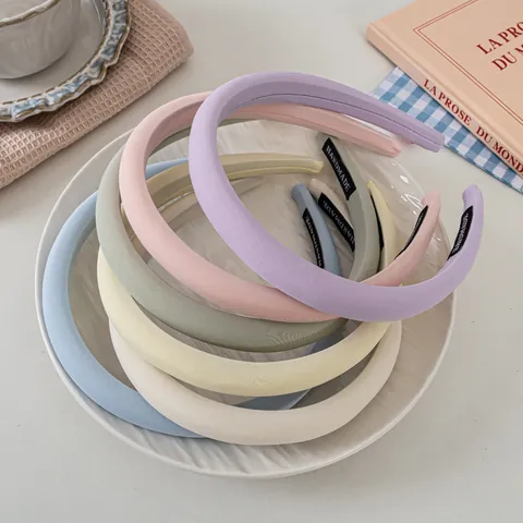 Women Thickened Sponge Headband High Skull Top Fabric Wrapped Handmade Solid Color Korean Style Hair Hoop Hair Accessories