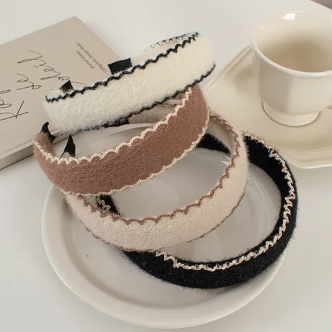 Eleganter Herbst Winter Plüsch Woll Haarreif Im Koreanischen Stil Wellenrand Breiter Haarreif Damen Mode Haarschmuck